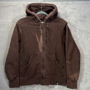American Giant Full Zip Hoodie Brown Made USA Mens Medium Skater *Bleach Stains*